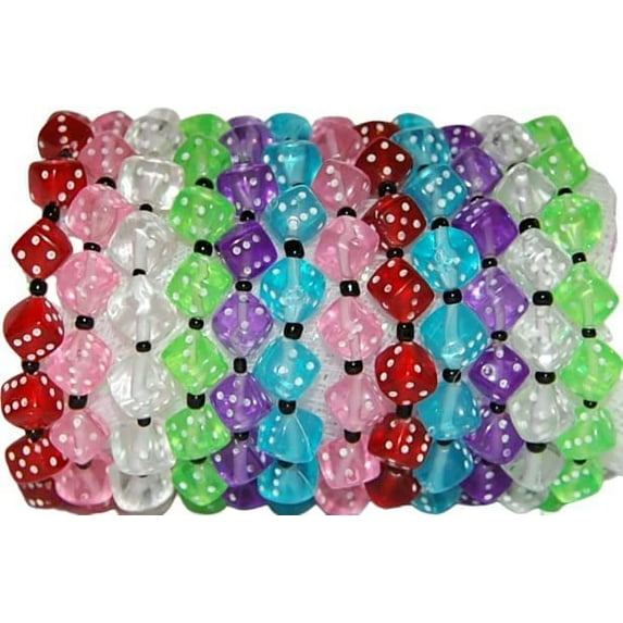 Twilight Bunco Events 12 Bunco or Casino Dice Bracelets - Smaller Size, One Size Fits All, Acrylic, Assorted Colors