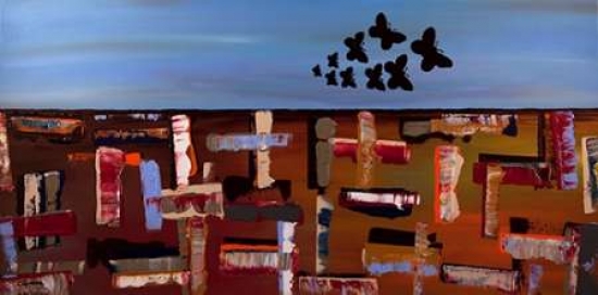 Twilight Butterflies Canvas Art - Carmen Guedez (24 x 48)