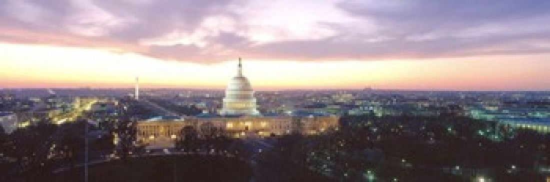 Twilight Capitol Building Washington DC District Of Columbia USA Canvas Art - Panoramic Images (18 x 6)