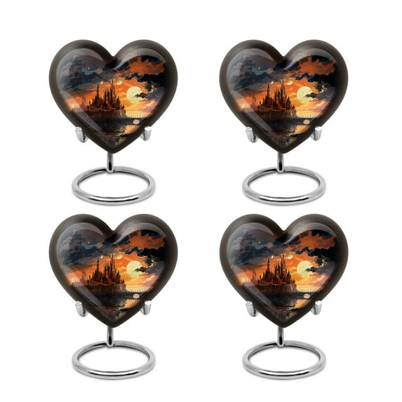 Twilight Castle Urn For Ashes For Women - 4 Keepsake Urns - Urns For Human Ashes - Funeral Urns For Adult Ashes Men - Keepsake Urns For Human Ashes Set Of 4 - Heart Cremation Urns Adult ( 3inch,4pcs)