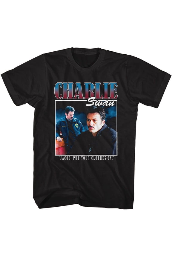 Twilight Charlie Swan Men's T Shirt (Black, AdultM)