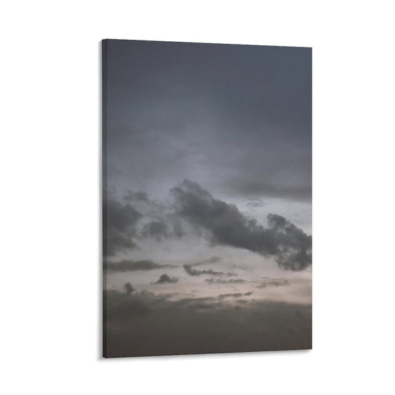Twilight Clouds, Soft Gray Sky, Framed Canvas Art, 12x8 in