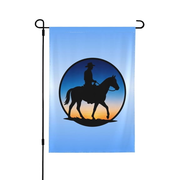 Twilight Cowboy Logo Garden Flag 12.5 X 18 Inch Double Sided, Decorative Flag Balcony Courtyard Indoor Welcome Garden Flag