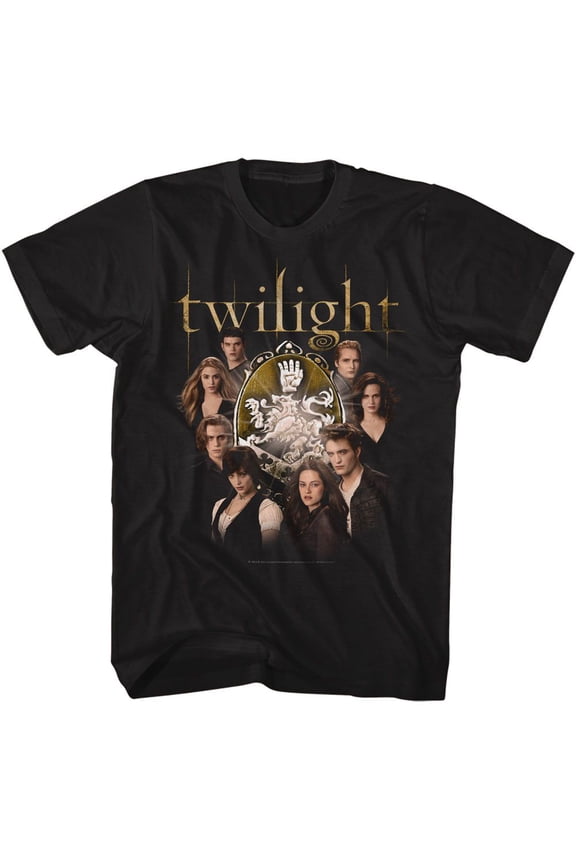 Twilight Cullen Family With Crest Black Adult T-Shirt