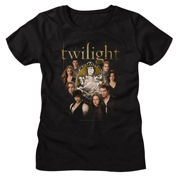 Twilight Cullen Family With Crest Black Women's T-Shirt Xl
