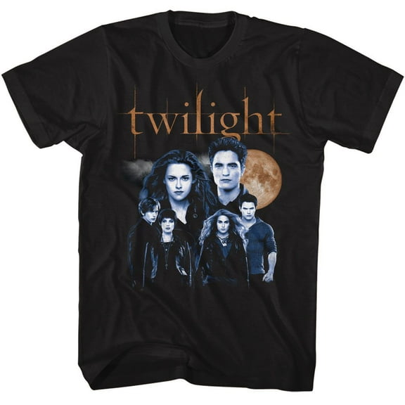 Twilight Cullen Family With Moon Black Adult T-Shirt Xl