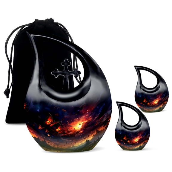 Twilight Dance Of The Urn - Burial Urns For Cremated Remains - Urn For Ashes For Women - Urn Keepsakes For Ashes - Cremation Urn For Adults, small urn for ashes for women(Combo - 10" & 4", 3 Pcs)