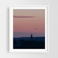 thumbnail image 1 of Twilight Descent - Prague Czechia Photography Sunset Airplane Cityscape Skyline Scenic Travel Poster Minimalist White Framed Wall Art Print 11 x 14 inches, 1 of 3