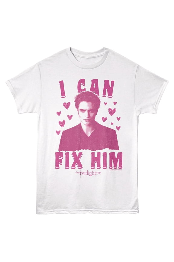 Twilight Edward I can Fix Him Men's T Shirt (White, AdultXL)