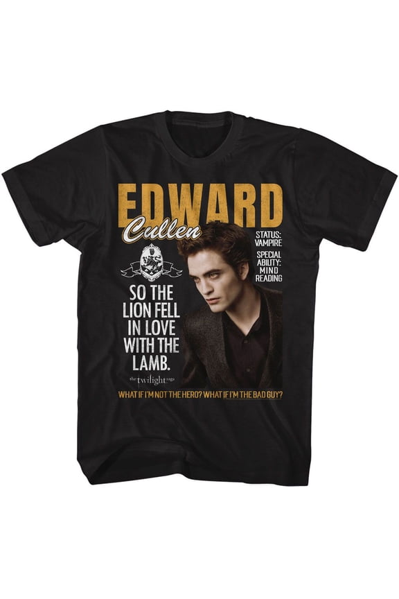 Twilight Edward Lion Fell In Love Black T-Shirt