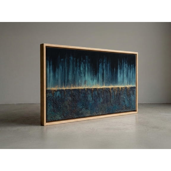 Twilight Estuary Teal And Gold Moody Horizon Wall Decor Unframed Paper Print