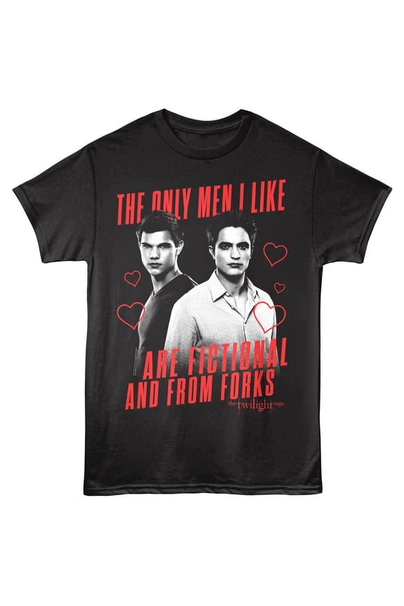 Twilight Fictional and from Forks Men's T Shirt (Black, AdultXL)