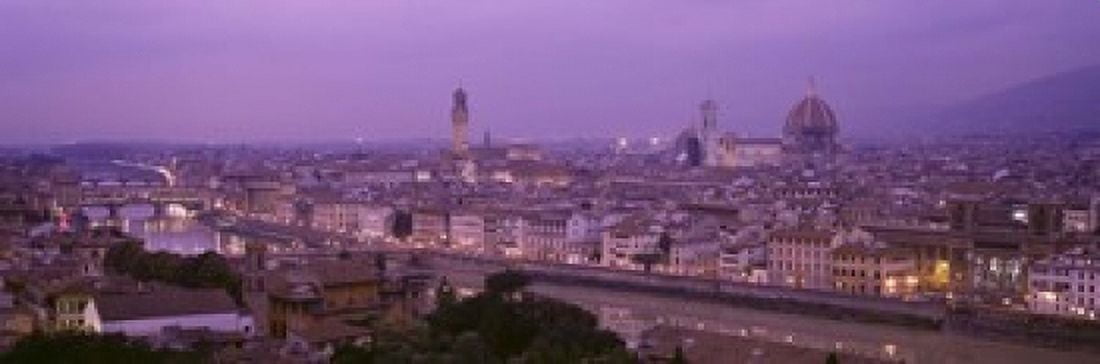 Twilight Florence Italy Canvas Art - Panoramic Images (18 x 6)