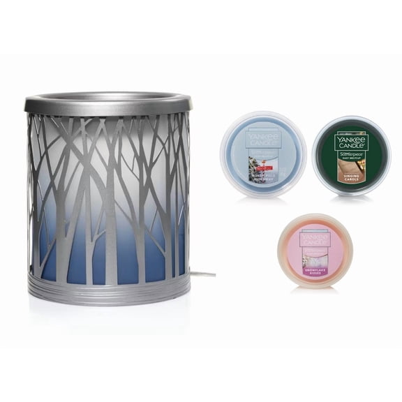 Yankee Candle Twilight Forest Scenterpiece with Timer & LED with a Singing Carols, a Snowflake Kisses, and a North Pole Hideaway Meltcup
