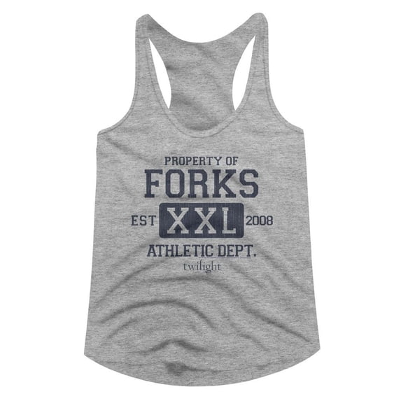 Twilight Forks Athletic Dept Gray Heather Women's Slim Fit Racerback Tank Top T-Shirt