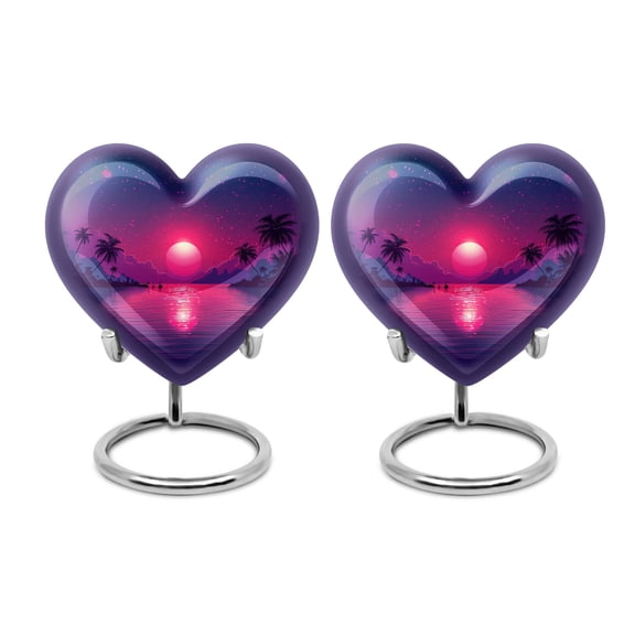 Twilight Funeral Urns For Human Ashes Adult - Mini Heart Urns For Human Ashes Keepsake - Memorial Urn - Spiritual Design for Adult Ashes - Heavenly Memorial (3inch,2PCS)