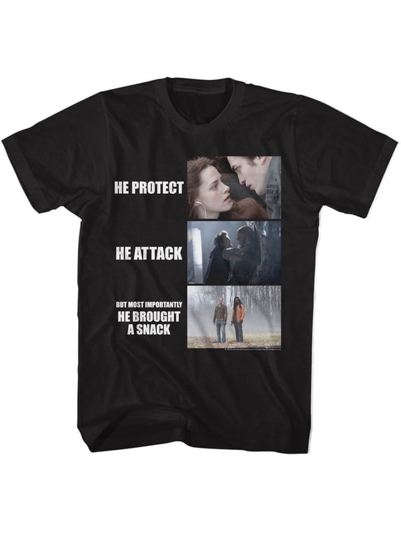 Twilight He Protect He Attack Black Adult S/S Tshirt Xl