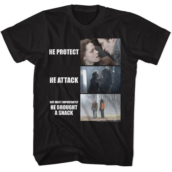 Twilight He Protect He Attack Black Adult T-Shirt