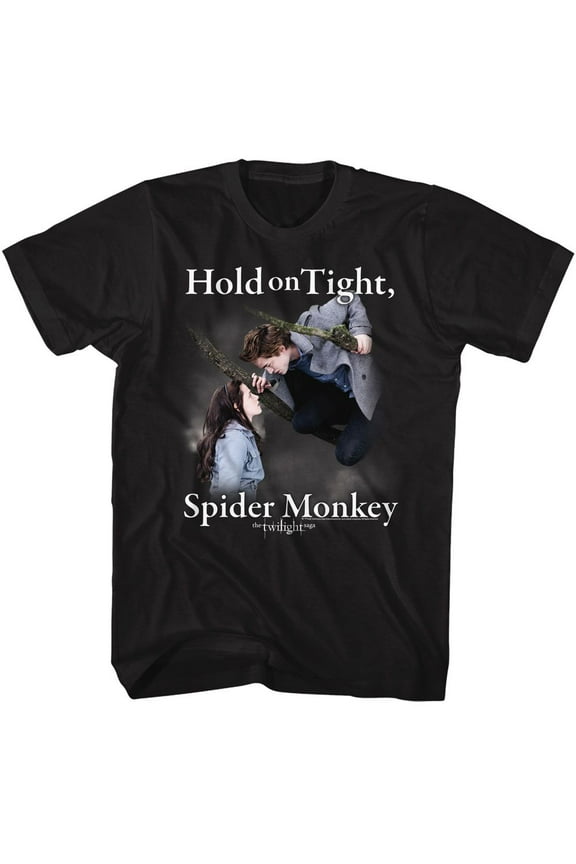 Twilight Hold On Spider Monkey Black Adult T-Shirt