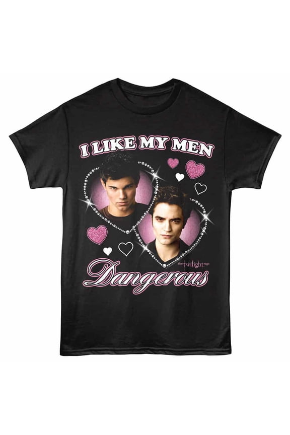 Twilight I Like my Men Dangerous Men's T Shirt (Black, AdultM)
