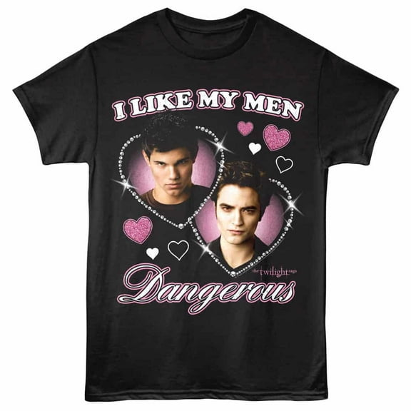 Twilight I Like my Men Dangerous Men's T Shirt (Black, AdultS)