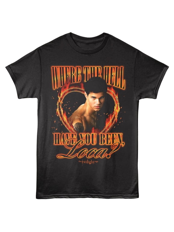 Twilight Jacob Flaming Loca Men's T Shirt (Black, AdultL)