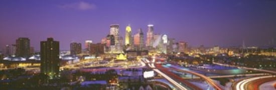 Twilight Minneapolis MN USA Canvas Art - Panoramic Images (36 x 12)