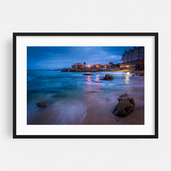 Twilight in Monterey - Monterey California Photography Beach Coast Ocean Night Sky Beach House Landscape Waves Black Framed Wall Art Print 5 x 7 inches