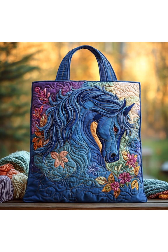 Twilight Ocean Steed, Quilted Tote Bag, Unique Gift, Gift for Her, Everyday Bag, Reusable Shoulder Bag