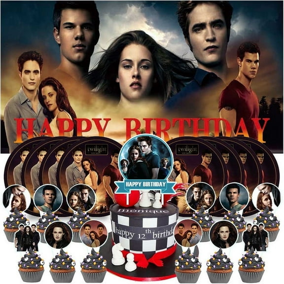 Twilight Birthday Paper Plates Supplies Decorations Decor Backdrop Banner Cake Topper Background