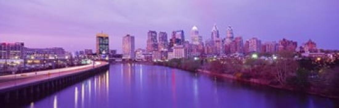 Twilight Philadelphia PA USA Canvas Art - Panoramic Images (18 x 6)