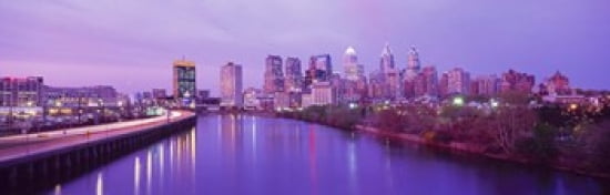 Twilight Philadelphia PA USA Canvas Art - Panoramic Images (36 x 12)