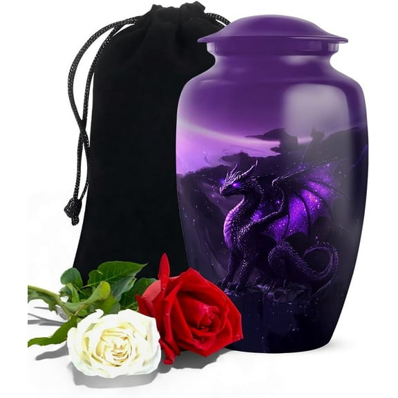 Twilight Purple Dragon Urn, Fantasy Dragon Urns For Ashes Adult Male, Cremation Urn For Ashes Keepsake, Memorial Urns For Human Ash, Size 6 Inch 1pcs