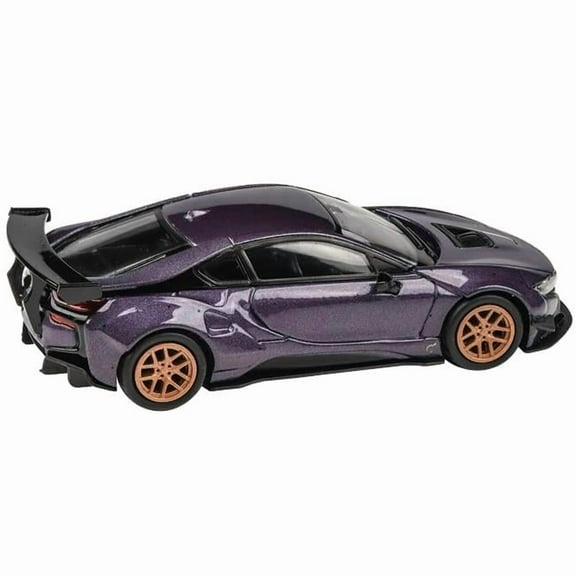 Twilight Purple Metallic with Gold Wheels 1 by 64 Scale Diecast Model Car for BMW i8 Liberty Walk