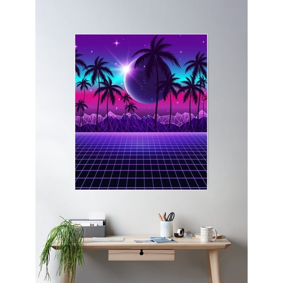 Twilight Retrowave Poster Wall Art, Modern Wall Decor For Living Room Bedroom, 16x24 UNFRAMED