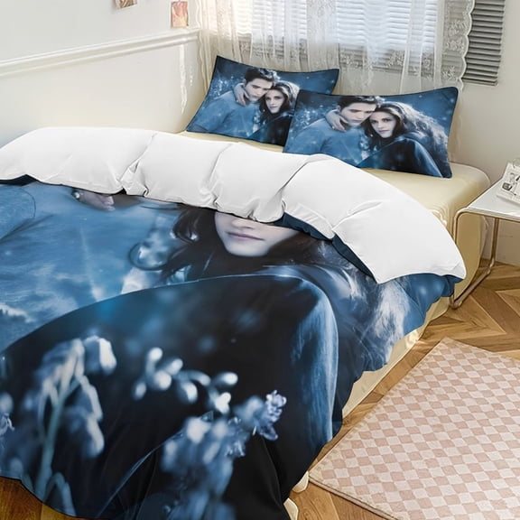 Twilight Saga 3 Piece Bedding Set Soft Comforter Theme Room Decor Bedclothes-1 Duvet Cover with 2 Pillowcases (90"x90")