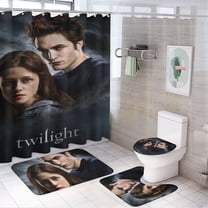 The Twilight Saga 4 Piece Shower Curtain Set with Non-Slip Rugs, Toilet Lid Cover and Bath Mat, Funny Bathroom Curtains Decor Set with Rugs and 12 Hooks, 72" x 72"