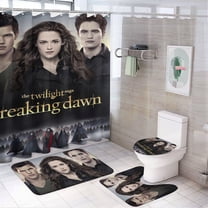 The Twilight Saga 4 Piece Shower Curtain Set with Non-Slip Rugs, Toilet Lid Cover and Bath Mat, Funny Bathroom Curtains Decor Set with Rugs and 12 Hooks, 72" x 72"