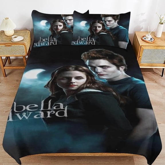 The Twilight Saga Kids 3 Piece Bedding Set, Super Soft Printed Comforter Cover Sets with 1 Duvet Cover and 2 Pillowcase, Bedroom Decor Gifts for Boys Girls Teens Adult 86"x70"
