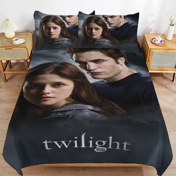 The Twilight Saga Kids 3 Piece Bedding Set, Super Soft Printed Comforter Cover Sets with 1 Duvet Cover and 2 Pillowcase, Bedroom Decor Gifts for Boys Girls Teens Adult 86"x70"