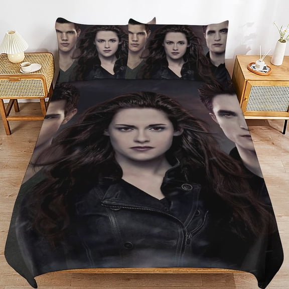 The Twilight Saga Kids 3 Piece Bedding Set, Super Soft Printed Comforter Cover Sets with 1 Duvet Cover and 2 Pillowcase, Bedroom Decor Gifts for Boys Girls Teens Adult 79"x90"