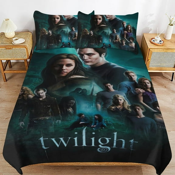 The Twilight Saga Kids 3 Piece Bedding Set, Super Soft Printed Comforter Cover Sets with 1 Duvet Cover and 2 Pillowcase, Bedroom Decor Gifts for Boys Girls Teens Adult 102"x90"