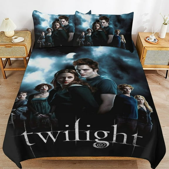 The Twilight Saga Kids 3 Piece Bedding Set, Super Soft Printed Comforter Cover Sets with 1 Duvet Cover and 2 Pillowcase, Bedroom Decor Gifts for Boys Girls Teens Adult 86"x70"