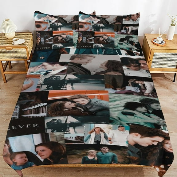 The Twilight Saga Kids 3 Piece Bedding Set, Super Soft Printed Comforter Cover Sets with 1 Duvet Cover and 2 Pillowcase, Bedroom Decor Gifts for Boys Girls Teens Adult 86"x70"
