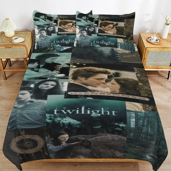 The Twilight Saga Kids 3 Piece Bedding Set, Super Soft Printed Comforter Cover Sets with 1 Duvet Cover and 2 Pillowcase, Bedroom Decor Gifts for Boys Girls Teens Adult 102"x90"