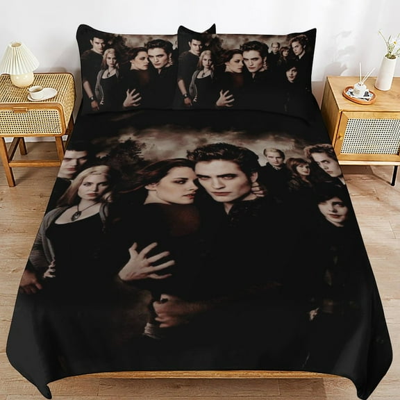 The Twilight Saga Kids 3 Piece Bedding Set, Super Soft Printed Comforter Cover Sets with 1 Duvet Cover and 2 Pillowcase, Bedroom Decor Gifts for Boys Girls Teens Adult 79"x90"