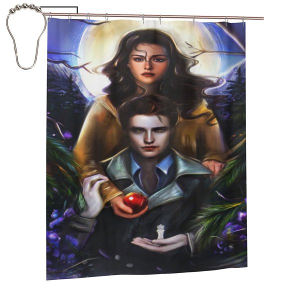 The Twilight Saga Shower Curtain, Waterproof Washable Decorative Shower Curtain for Bathroom Bathtub, Bath Accessories Decor Set with 12 Hooks 60x72Inch Iron