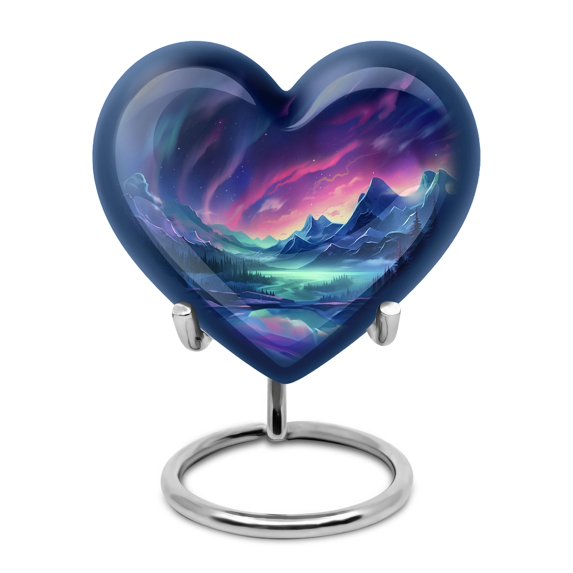Twilight Serenade In Alpine Valley - Urns Heart - Funeral Urns For Women - Modern Legacy Cremation Urn - Sleek Design For Contemporary Memorials - Adult Size - 3 Inch, 1 Pc
