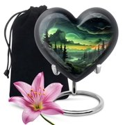 Twilight Serenity At Forest Cabin - Urn For Cremation Heart - Nautical Voyage Urn - Oceanic Theme For Adult Ashes - Seafarers Farewell - 8 Inch