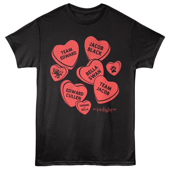 Twilight Red Candy Love Hearts Men's T Shirt (Black, AdultL)
